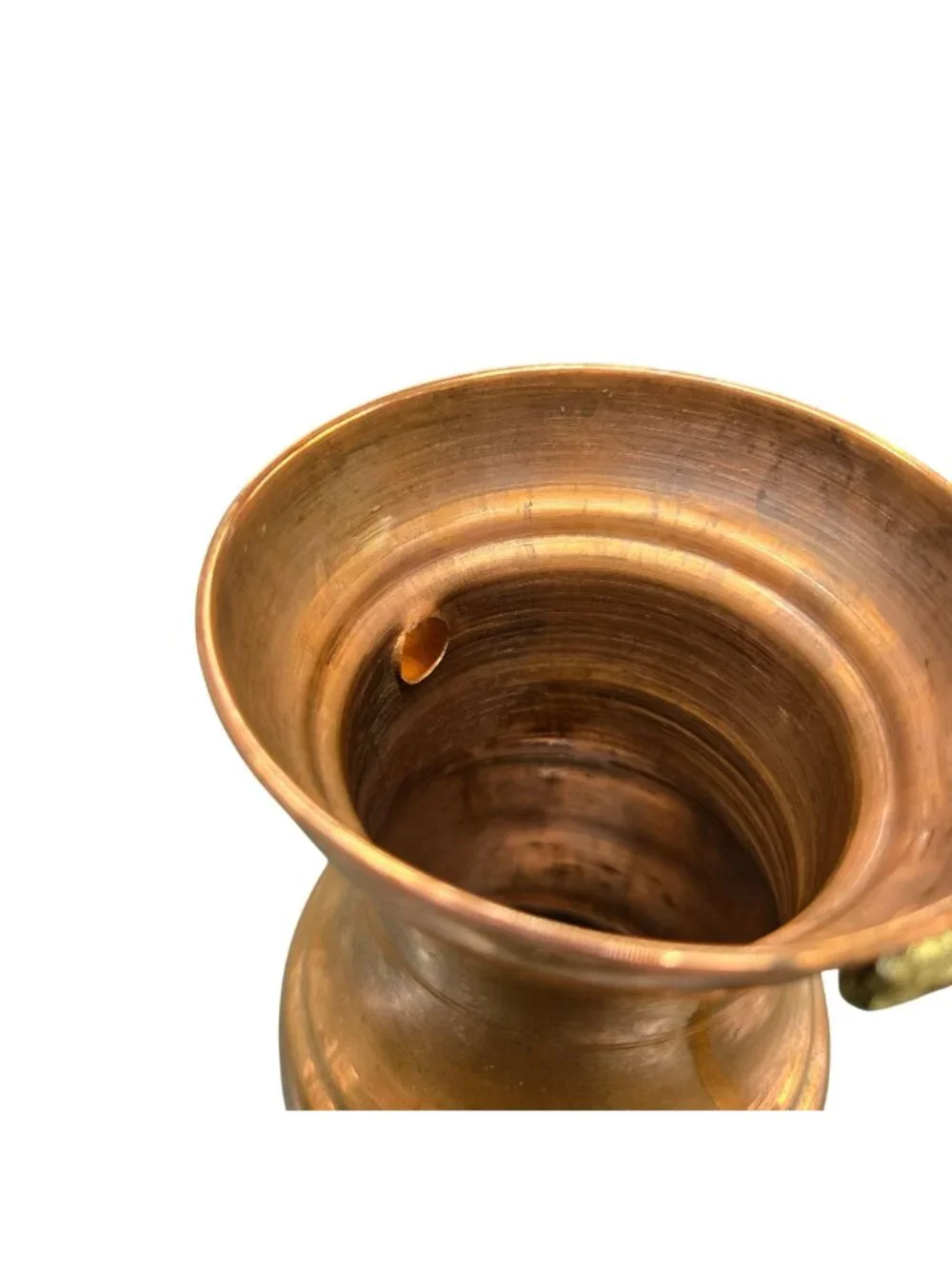 Vintage Handmade Copper Pitcher Brass Handle - 8 Inches Tall - Made In Turkey